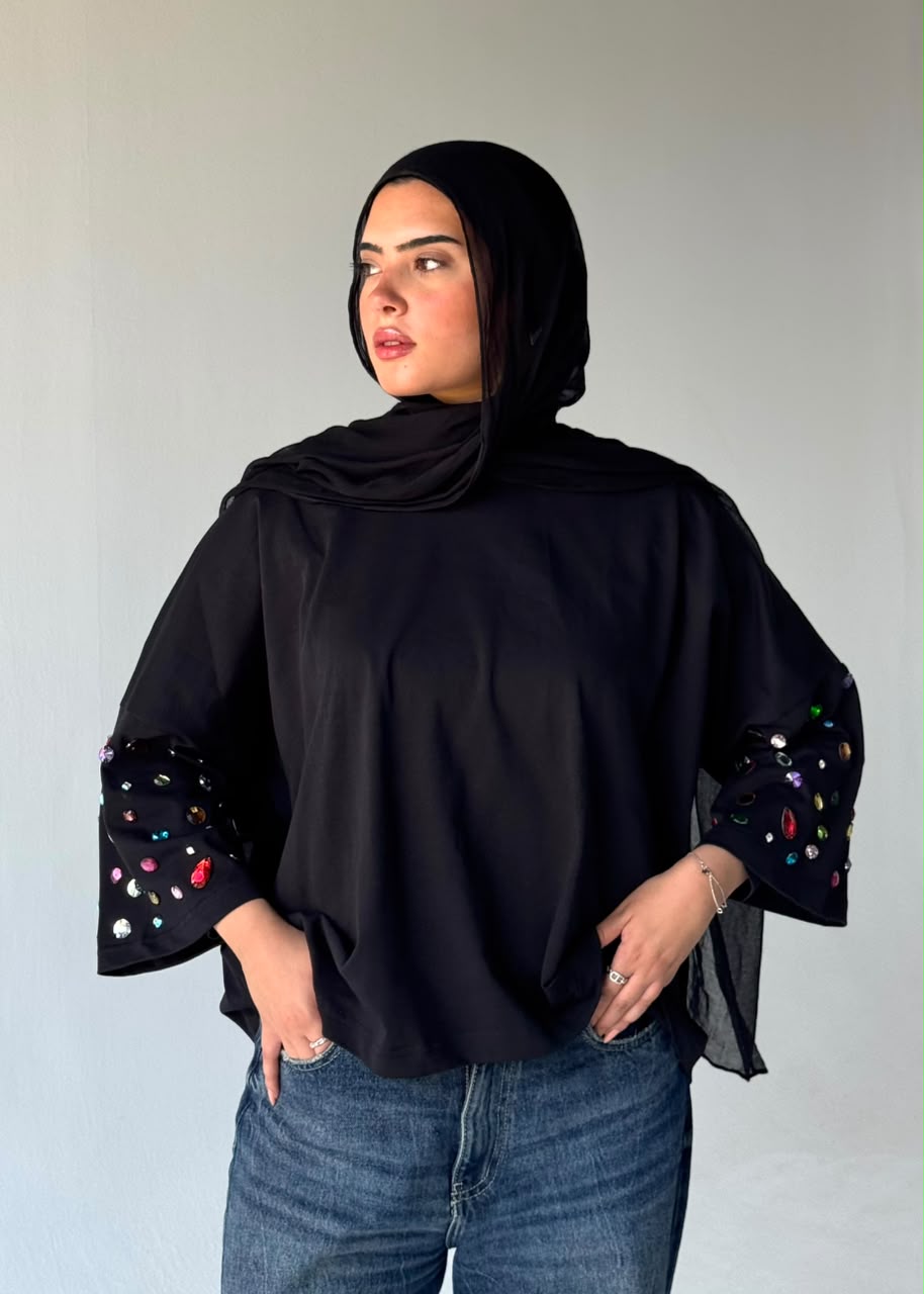 Crystal Embellished Oversized T-Shirt