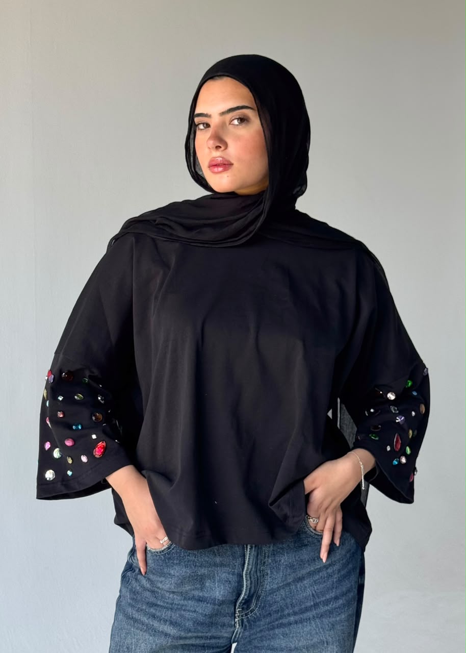 Crystal Embellished Oversized T-Shirt