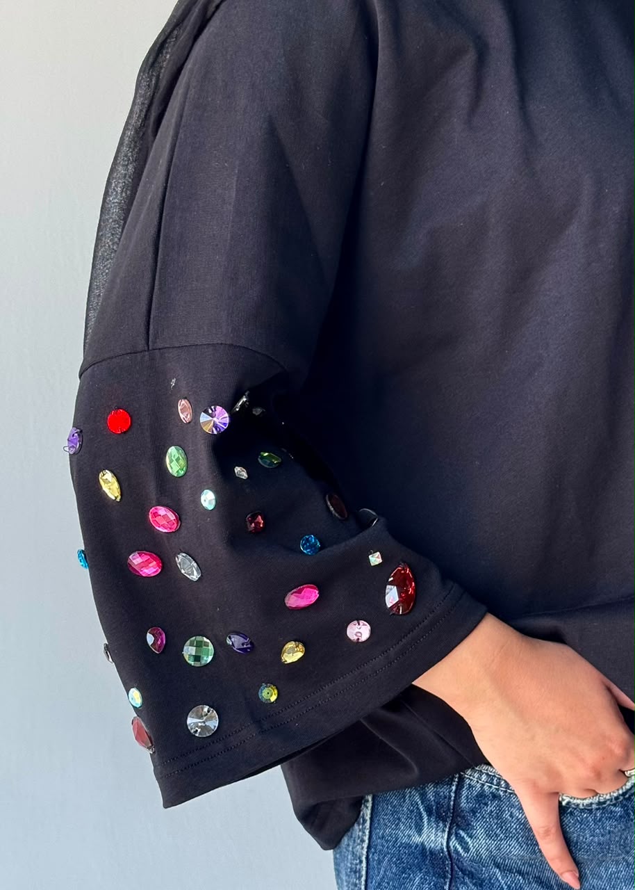 Crystal Embellished Oversized T-Shirt
