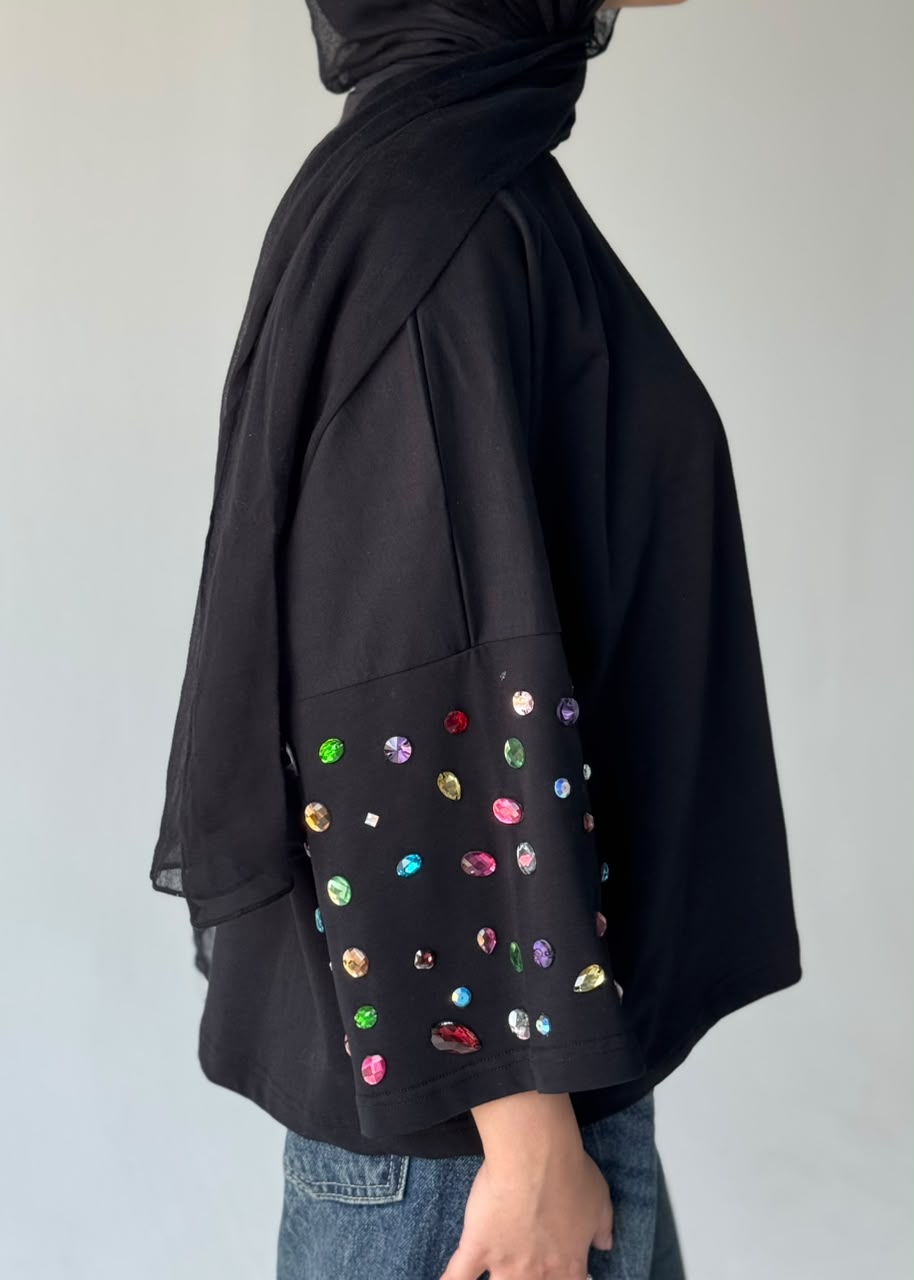 Crystal Embellished Oversized T-Shirt
